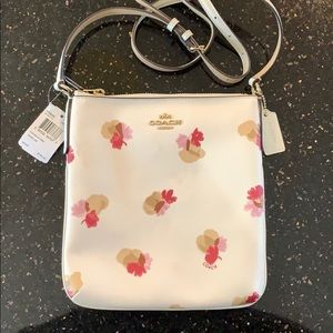 COACH leather crossbody bag w/flowers